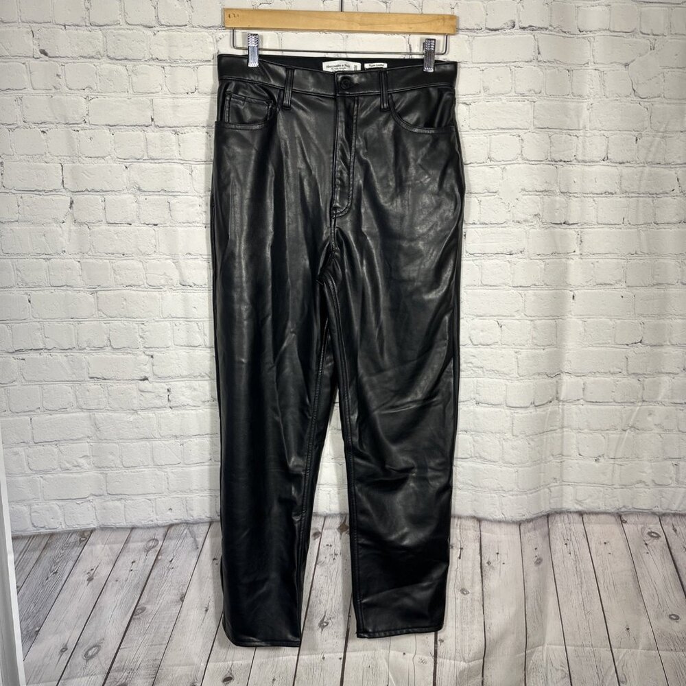 Abercrombie Fitch Faux Leather Pants Womens 30 Black Ultra High Rise The Ankle